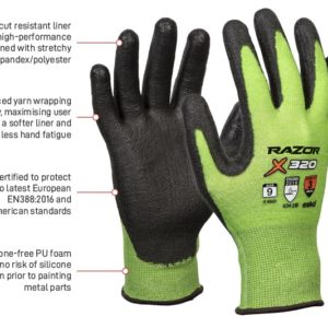 Esko Razor X320 Hi-Vis Green Cut 3 Gloves