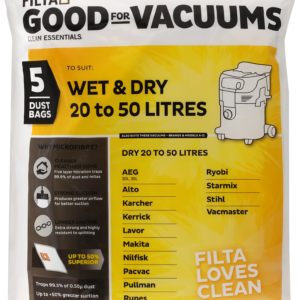 Filta Wet & Dry 50L Vacuum Bags – 5 Pack