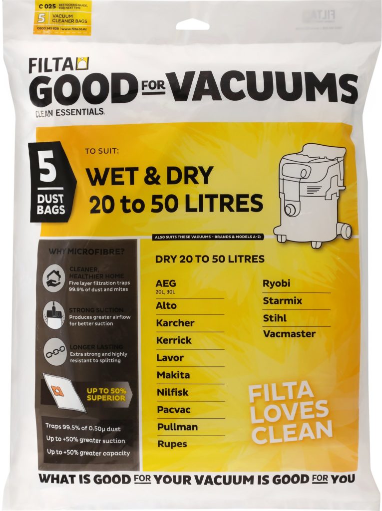 Filta Wet & Dry 50L Vacuum Bags - 5 Pack