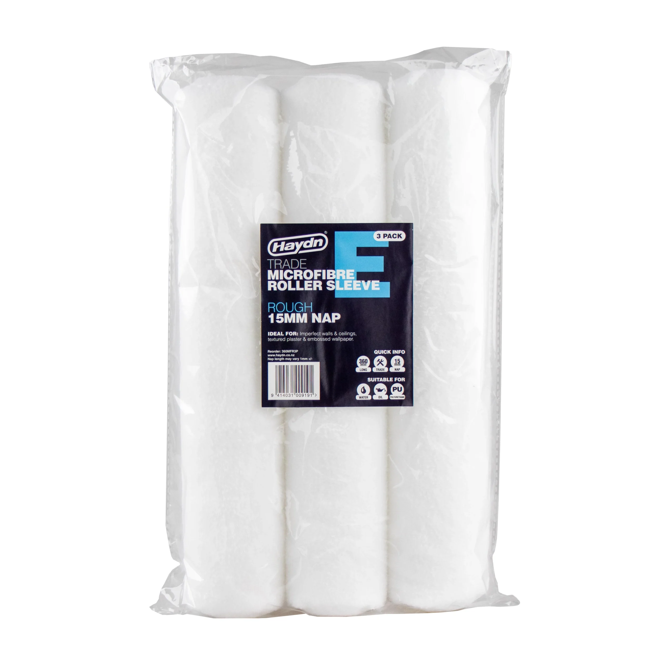 Haydn Microfibre Sleeve 3 Pack - 360mm x 15mm